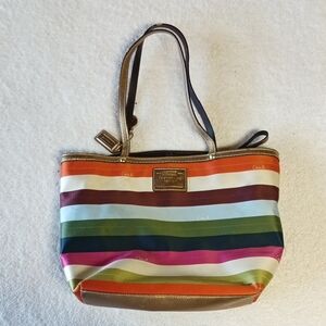 Coach Vibrant Striped Tote Bag. Two Straps. Used